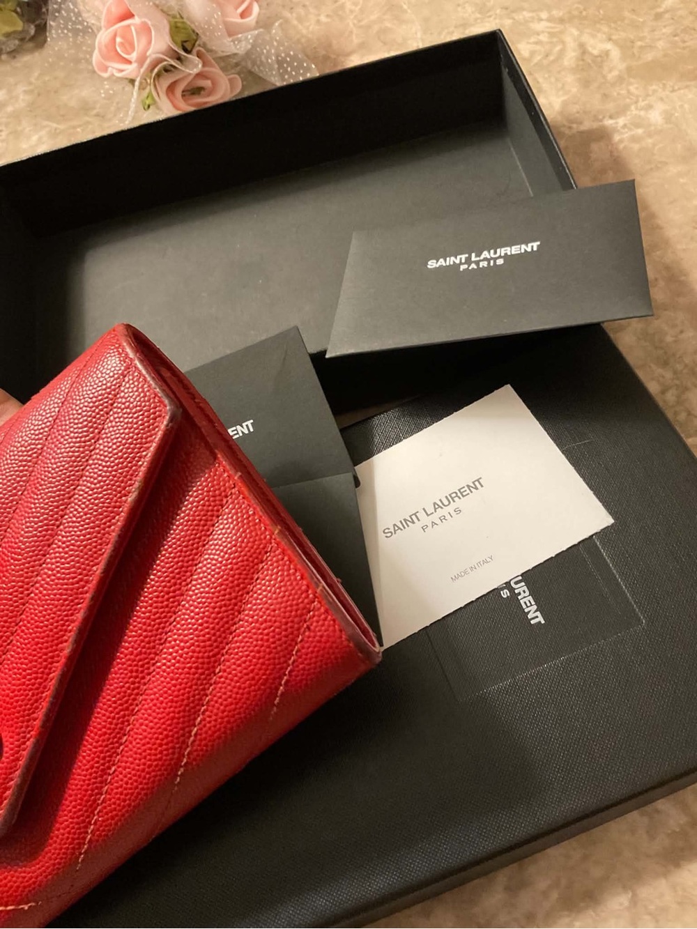 Saint Laurent Red Quilted Leather Wallet on Chain - Picture 11 of 15